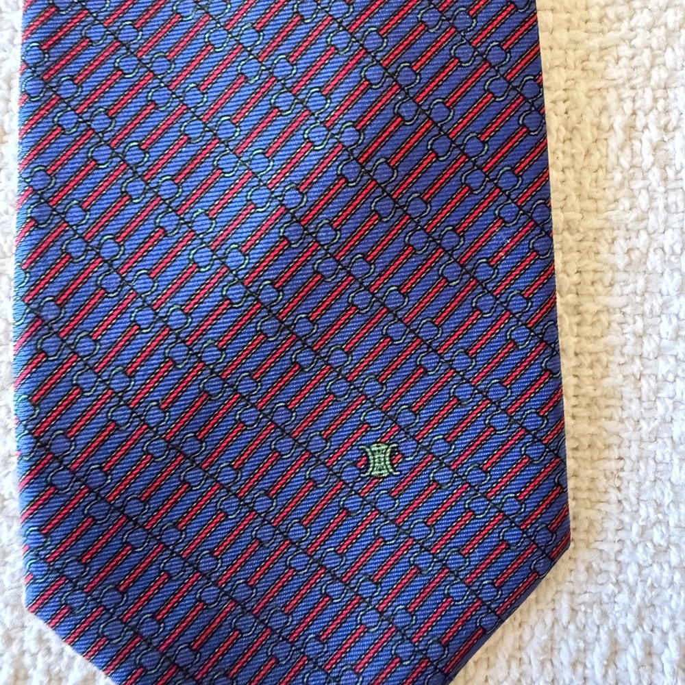Celine Blue and Red Men's Tie - Picture 3 of 3